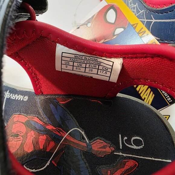 Spider-Man Toddler Boy Light Up Sandals Shoes Sz 6 Marvel Comic Blue Gray - Picture 4 of 5